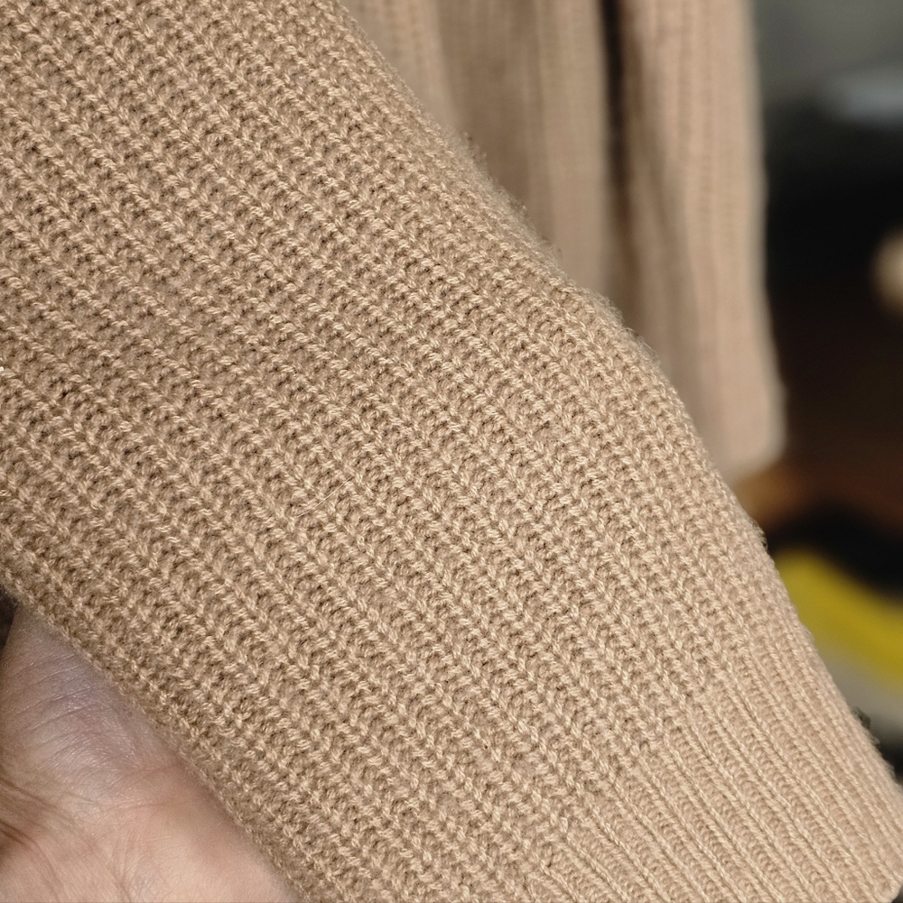 Quince Camel Ribbed Button-Front Cardigan - Picture 3 of 9